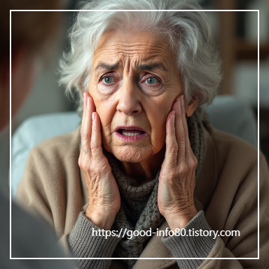 무언가에 놀란 할머니