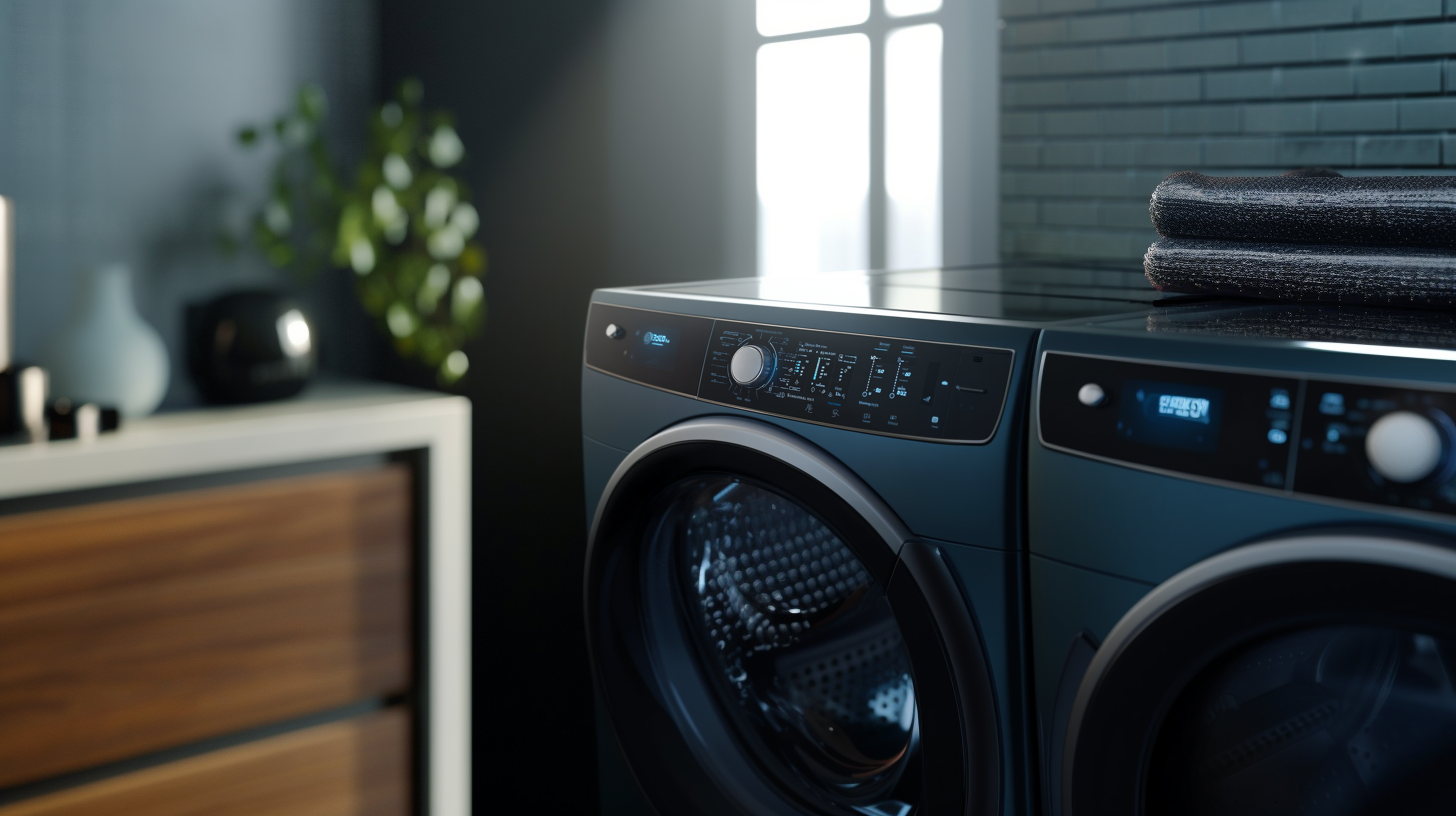 사용자 친화적인 고급 세탁기 제어 패널의 세밀한 기능을 보여주는 모습