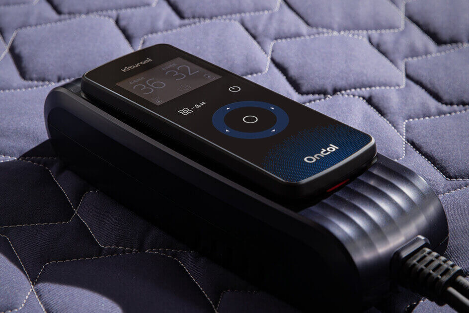 전기매트 위에 놓인 리모컨