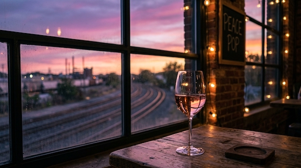 sunset view with wine