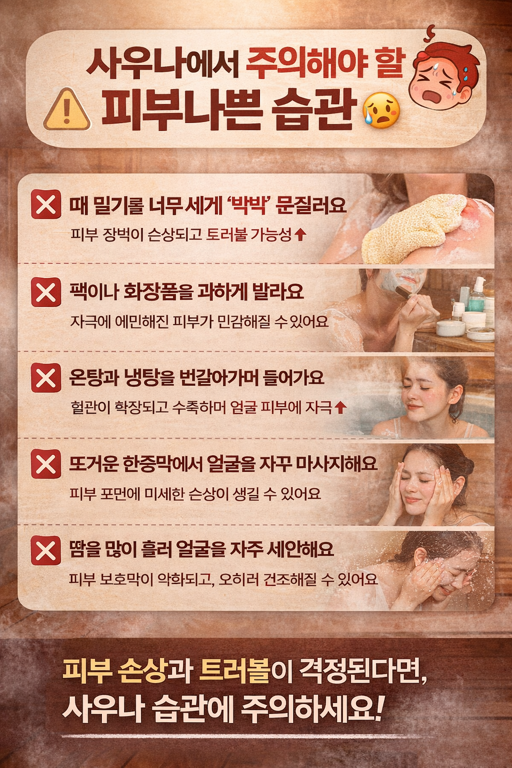 사우나 피부 관리 (때밀기, 세안, 보습)