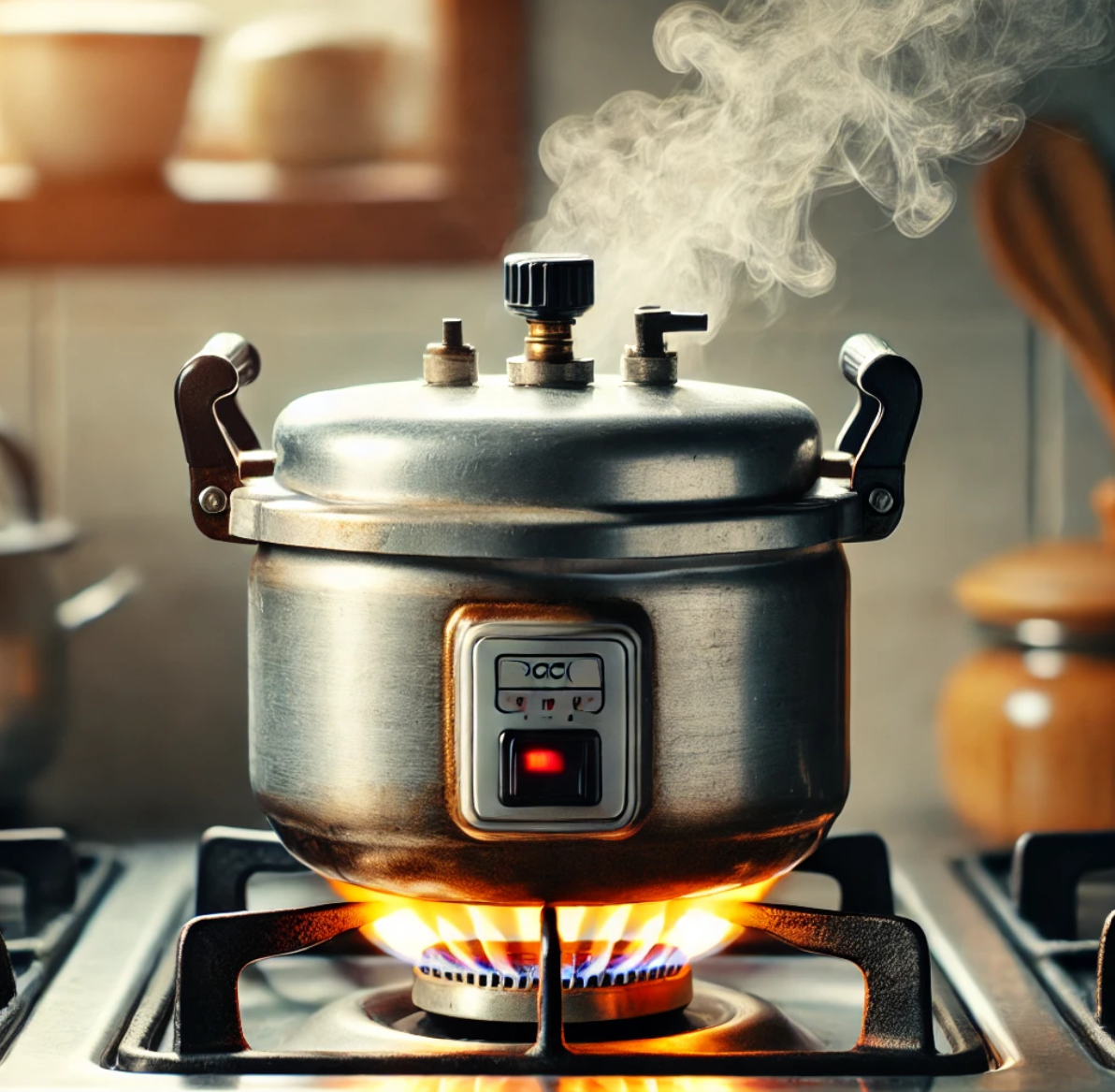 압력밥솥으로 밥짓는 사진