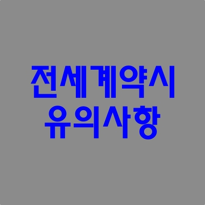 부동산 전세계약시 유의사항.