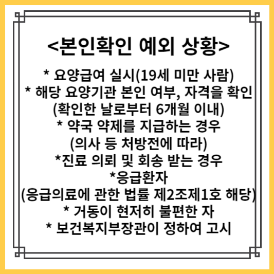 병원 신분증 의무화, 본인확인 예외