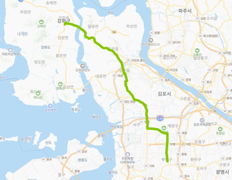 김포-인천-90번-버스-노선-지도