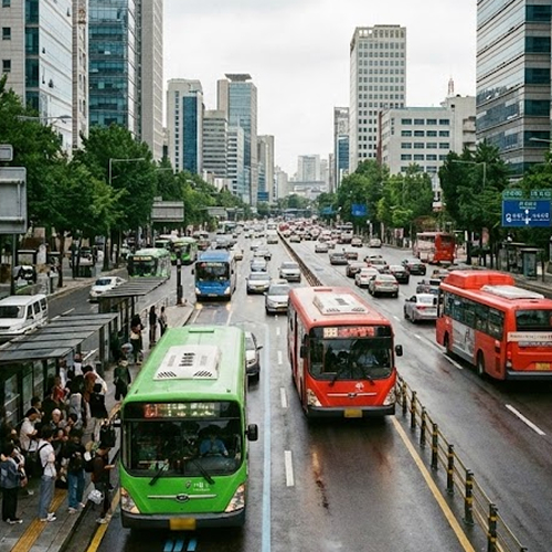 서울시를 다니는 버스들 이미지