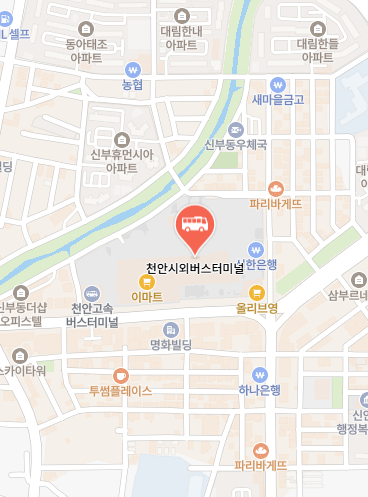 천안시외버스터미널 위치 지도