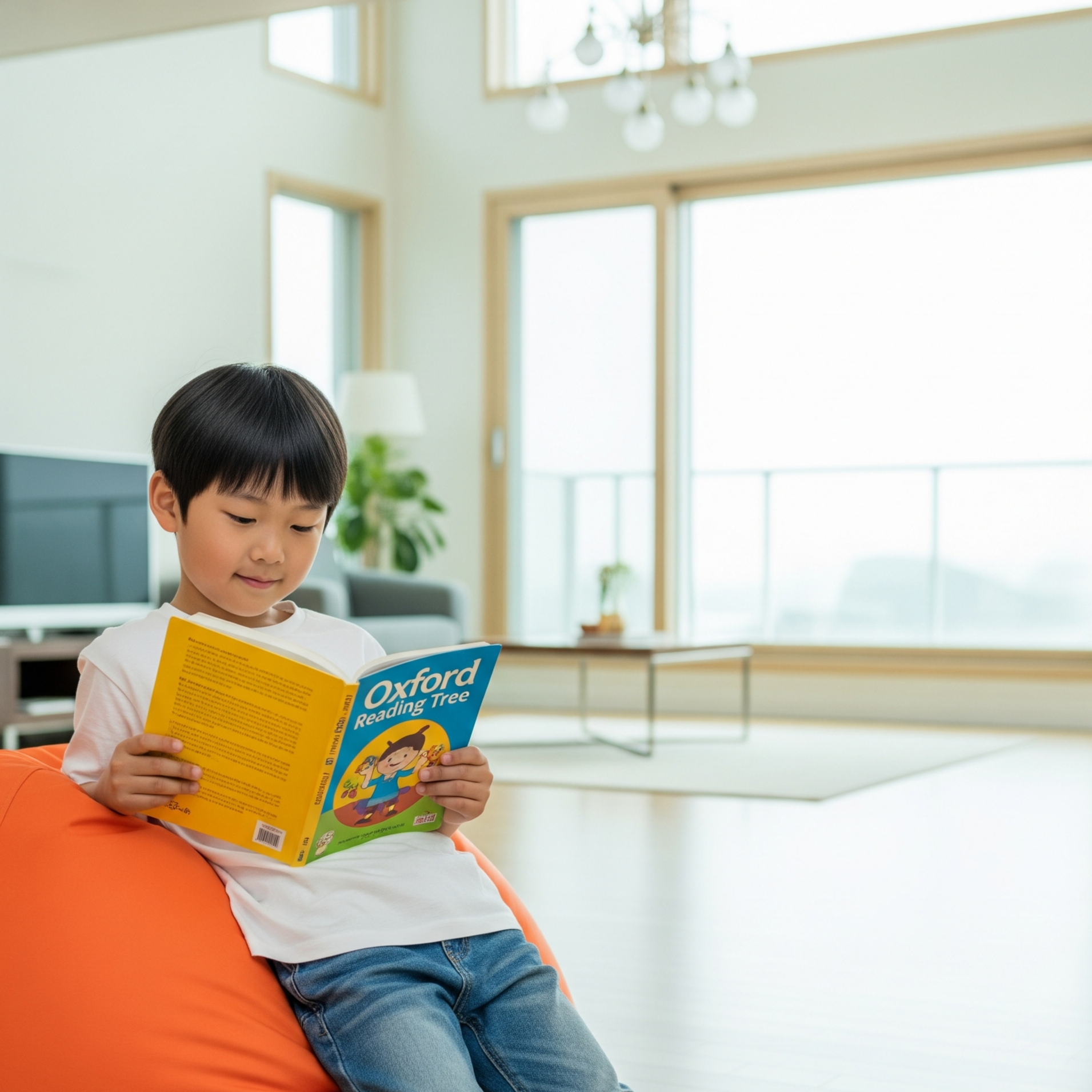 Oxford Reading Tree를 읽는 남자 초등학생