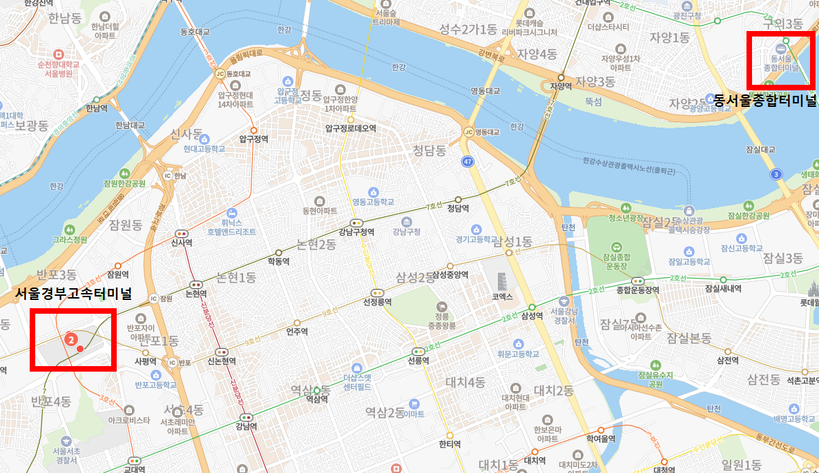 서울고속버스터미널-지도상 위치