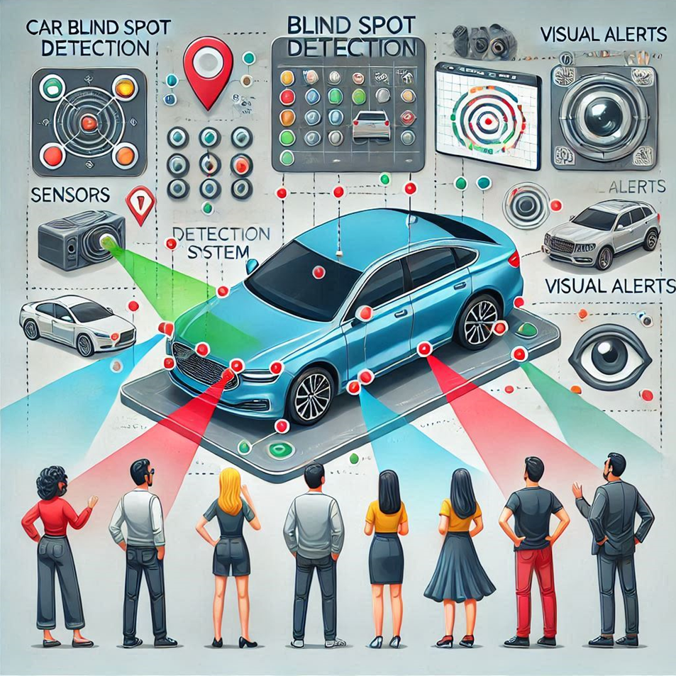 자동차 사각지대를 각종 센서를 활용해 감지하는 모습