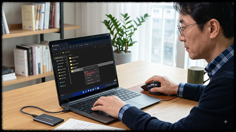 Windows 11 파일 탐색기의 빠른 액세스에 자주 사용하는 폴더를 고정하는 모습