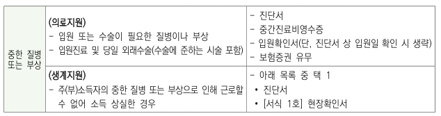 긴급의료비 지원제도 범위 자격요건 및 신청방법