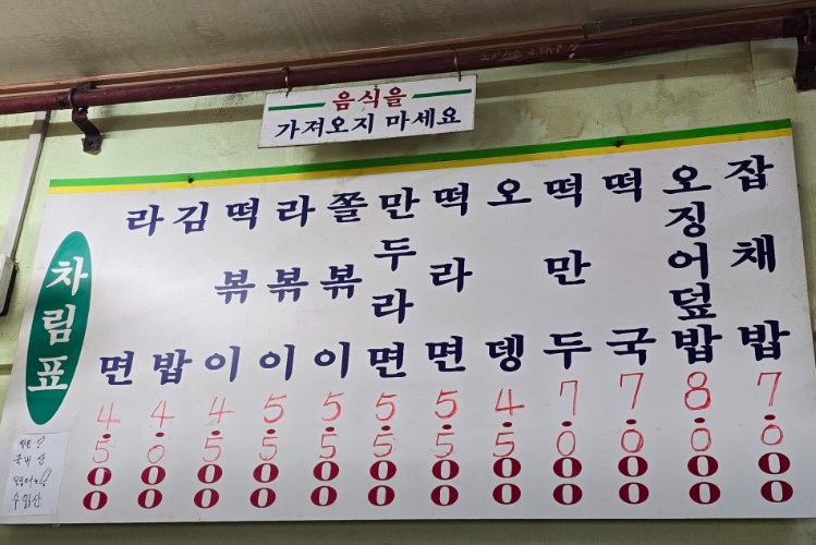 강북-대표-라면-라뽁이-달인-매일분식-은둔식달-생활의달인-메뉴판