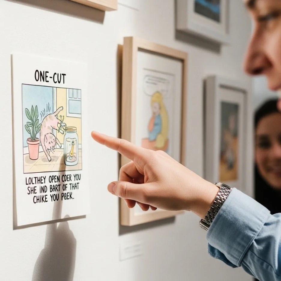 키크니 작품을 보며 공감하는 사람의 손.