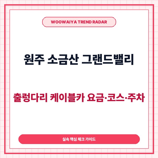 원주 소금산 그랜드밸리 출렁다리 케이블카 요금·코스·주차 완벽 정리 -