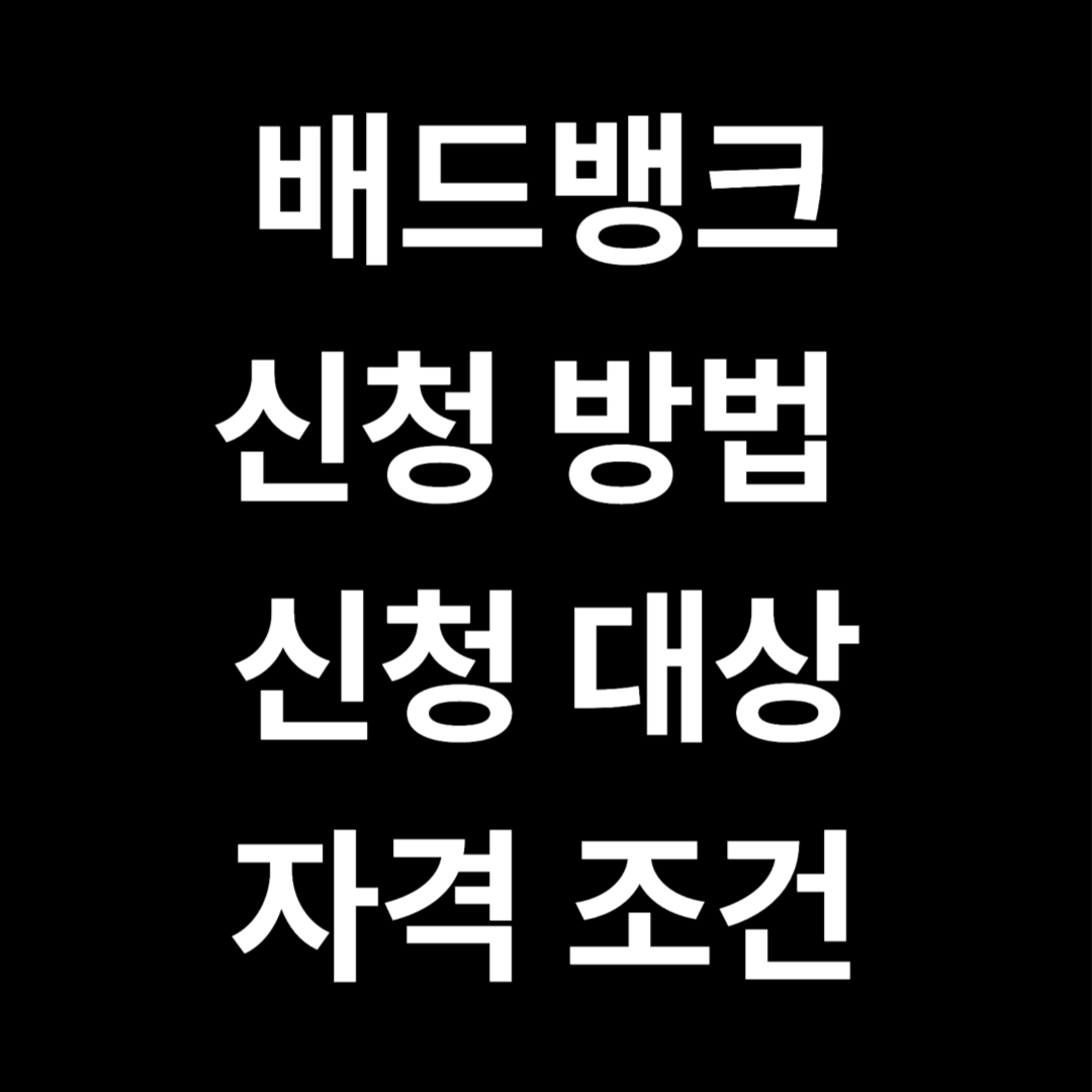 배드뱅크 신청 방법 및 조건 (2025년)