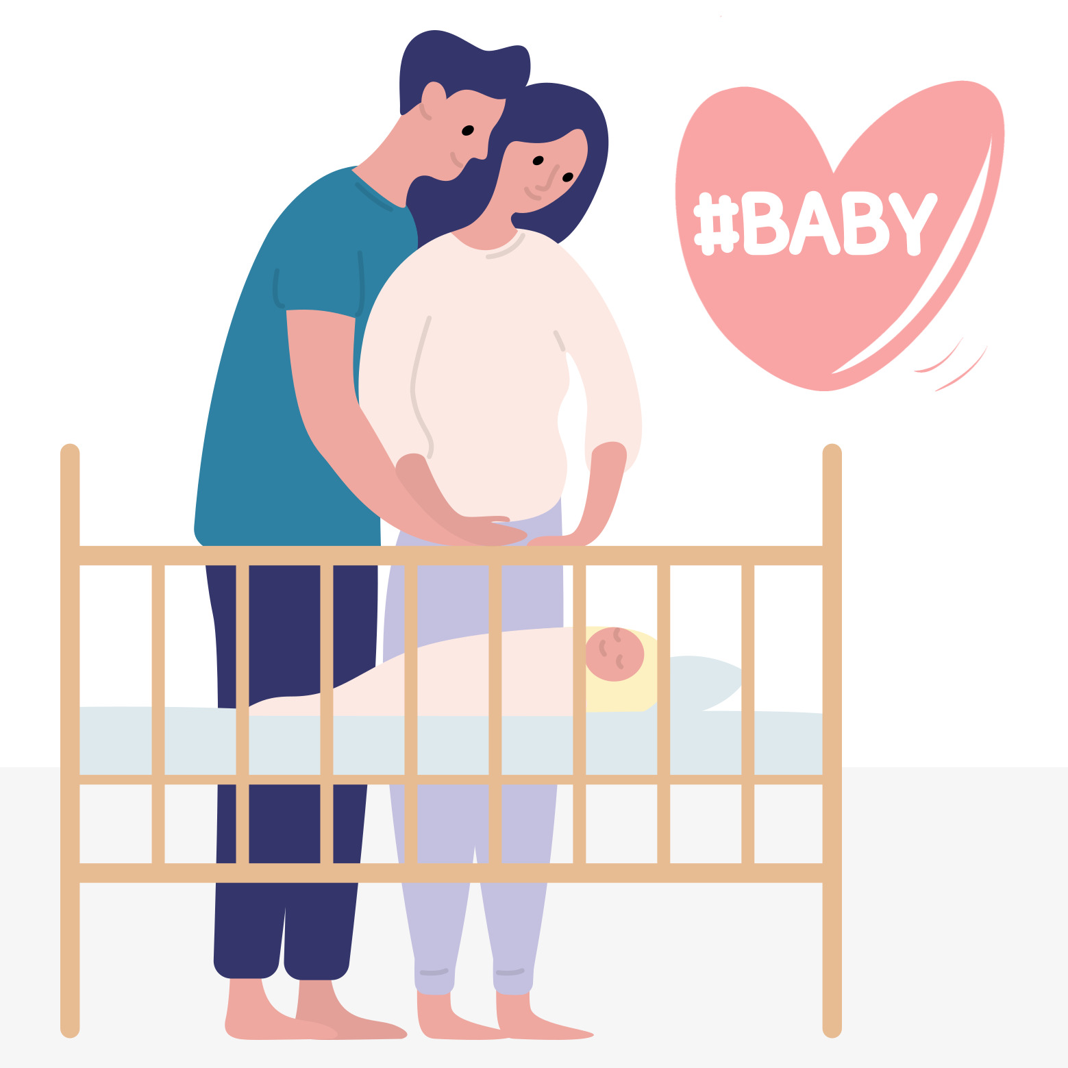 아기를 사랑스럽게 바라보는 부모