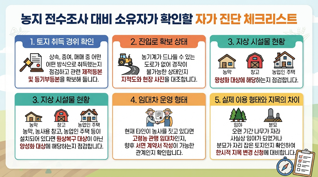 농지 전수조사 대비 소유자가 확인할 자가 진단 체크리스트