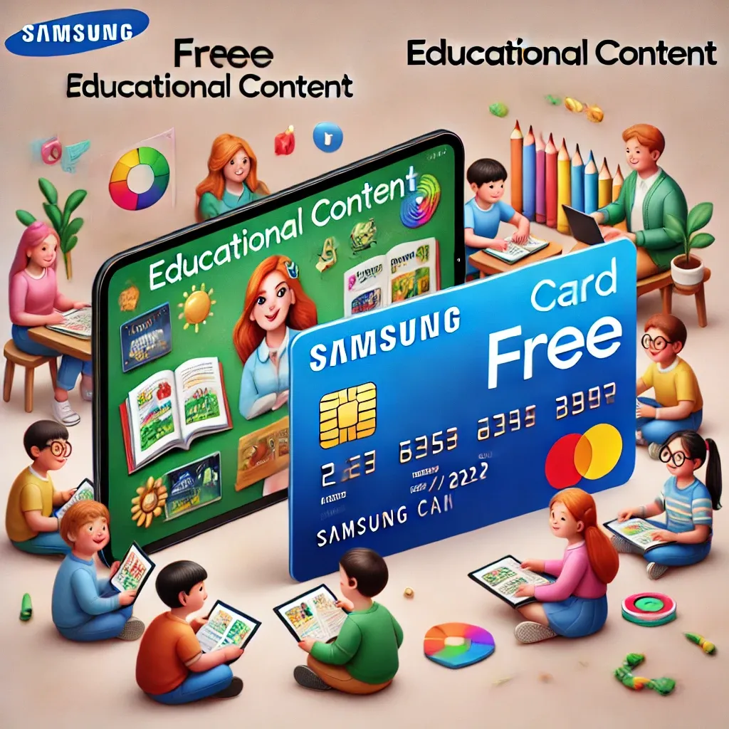삼성카드와 함께 태블릿에서 무료 학습 콘텐츠를 활용하는 모습