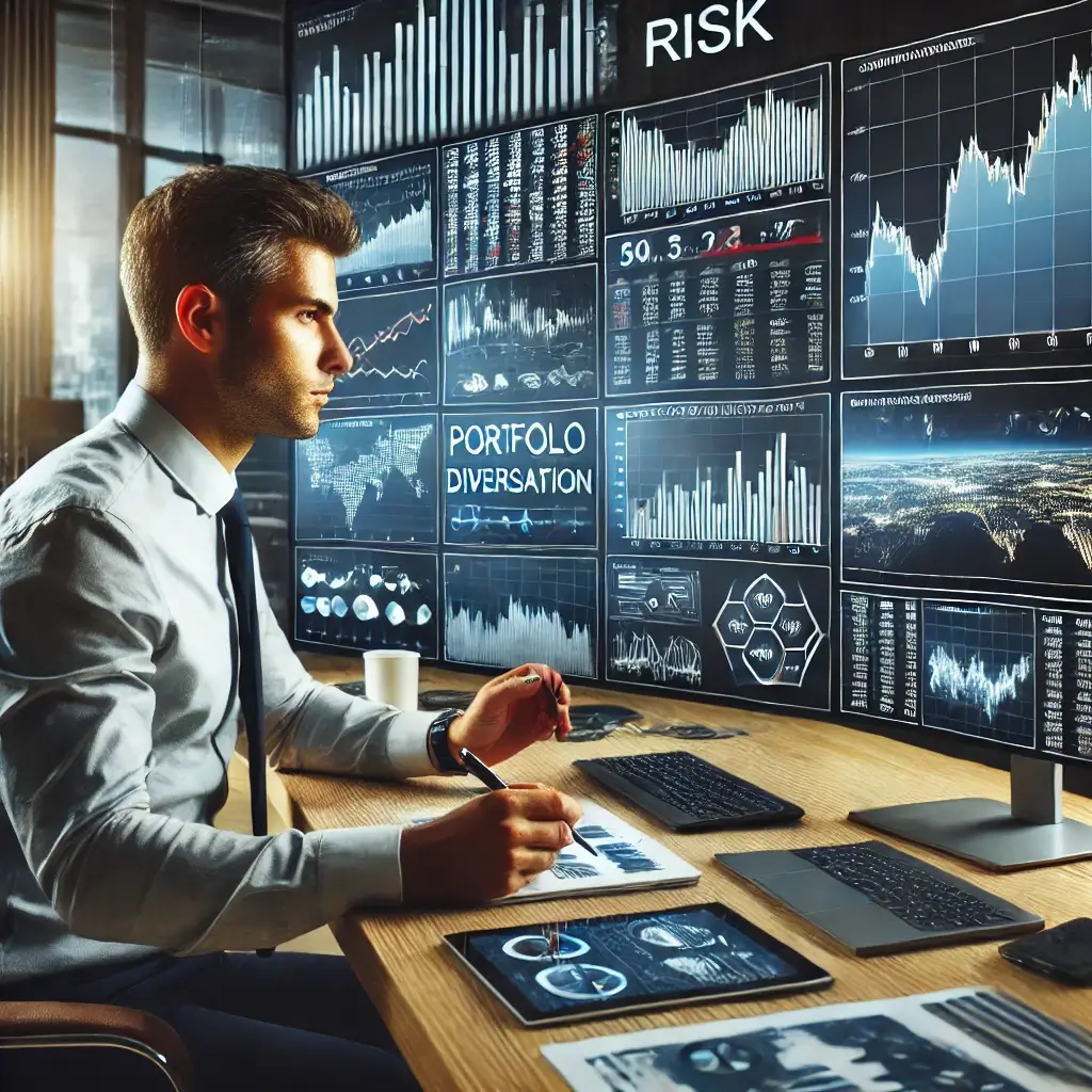 주식차트를-분석하며-리스크관리를-하는-남성