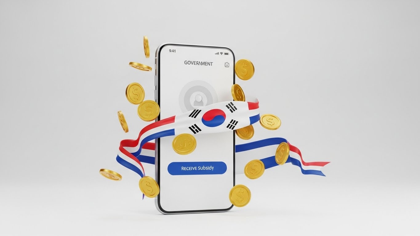 2026년 3차 민생지원금 신청을 상징하는 스마트폰과 지원금 아이콘 이미지
