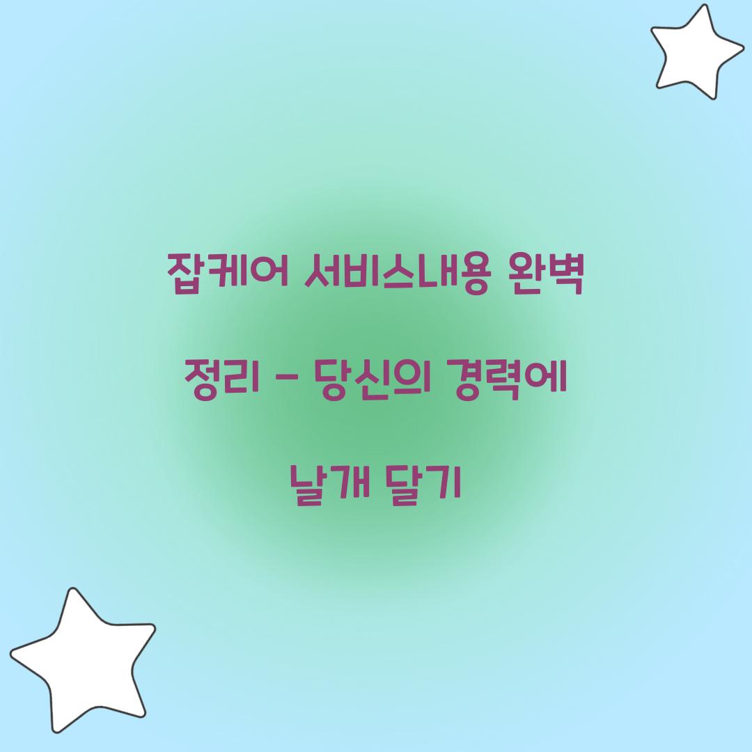 잡케어 서비스내용