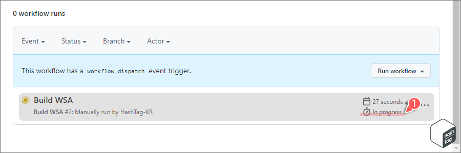 Build WSA Workflow > In progress