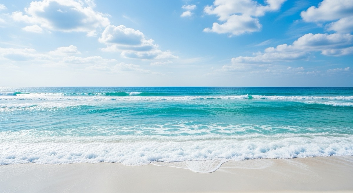 푸른 하늘과 백사장이 펼쳐진 대한민국 동해안의 당일치기 바다 여행 풍경