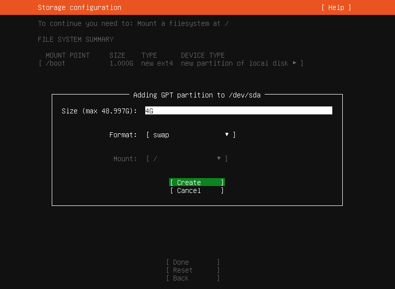 swap 파티션 설정