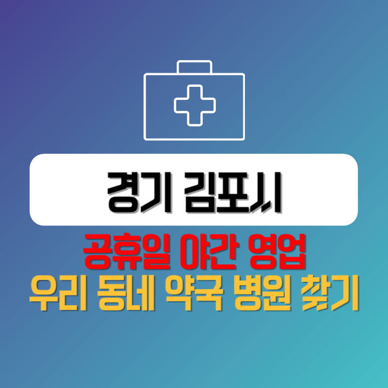 경기 김포시 공휴일 야간 영업 우리 동네 약국 병원 찾기