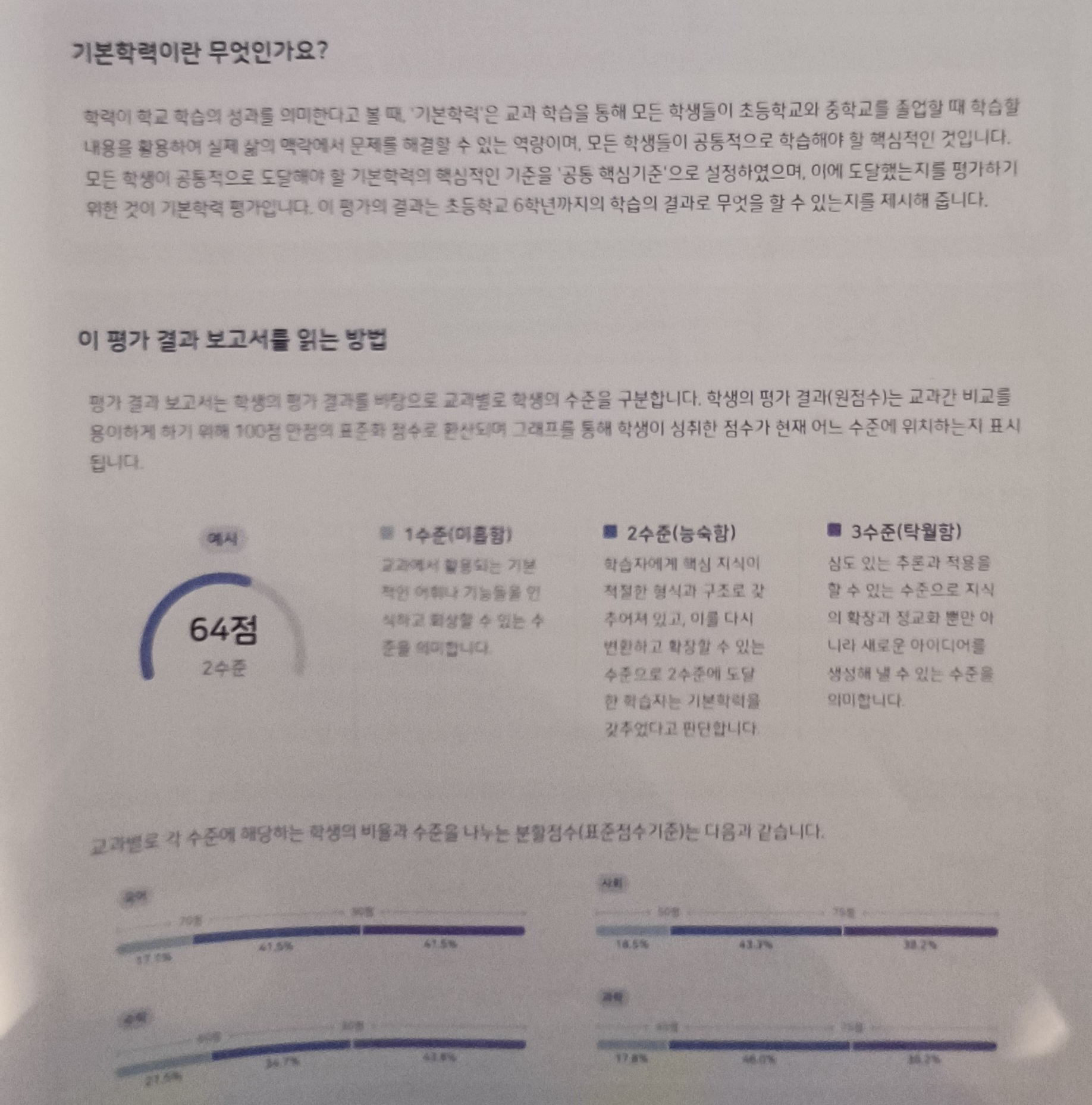 기본학력이란 / 평가 결과 보고서 읽는 방법