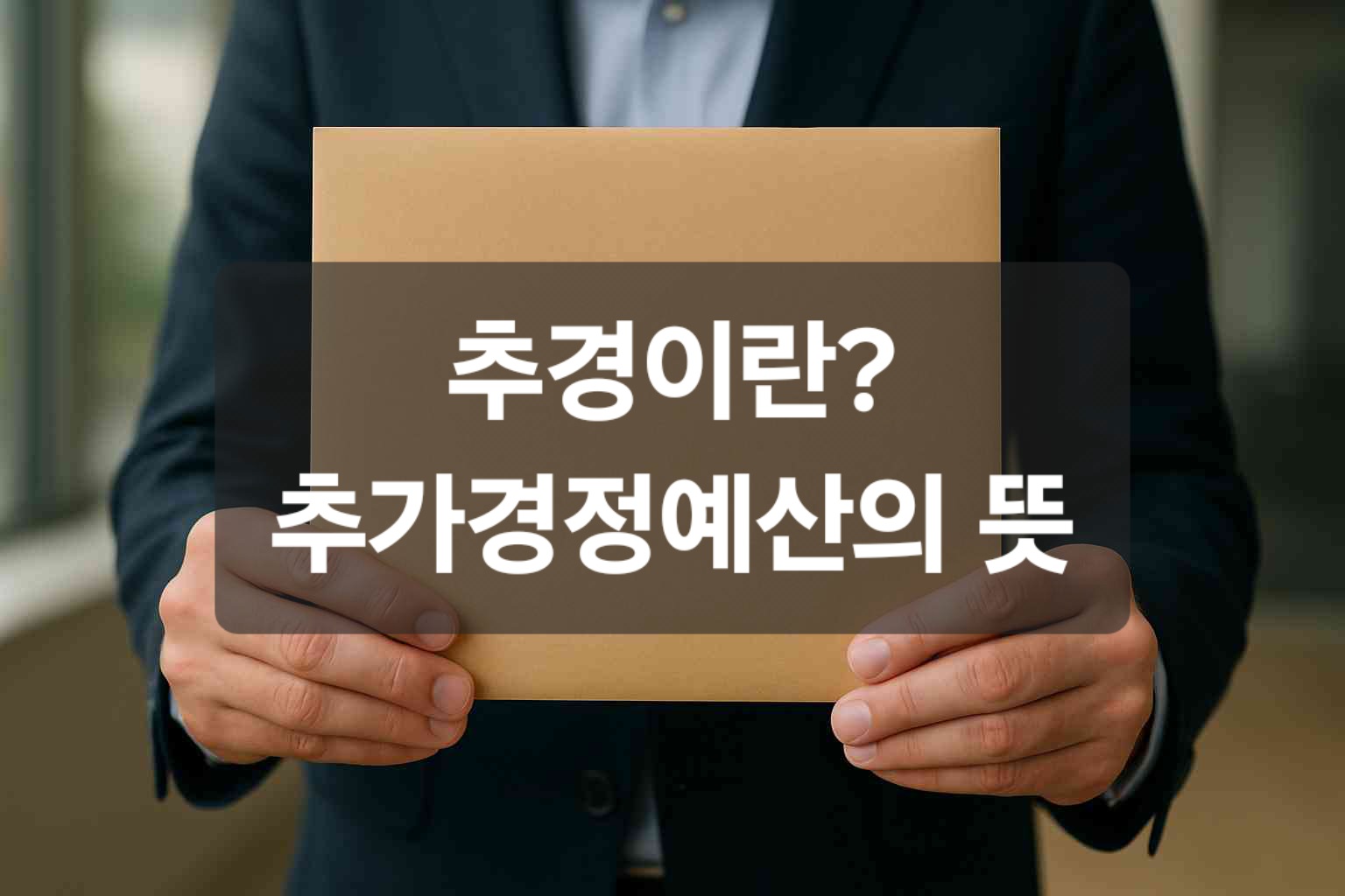 추경이란? 추가경정예산의 뜻이 적힌 서류봉투를 들고 있는 사람의 손 이미지