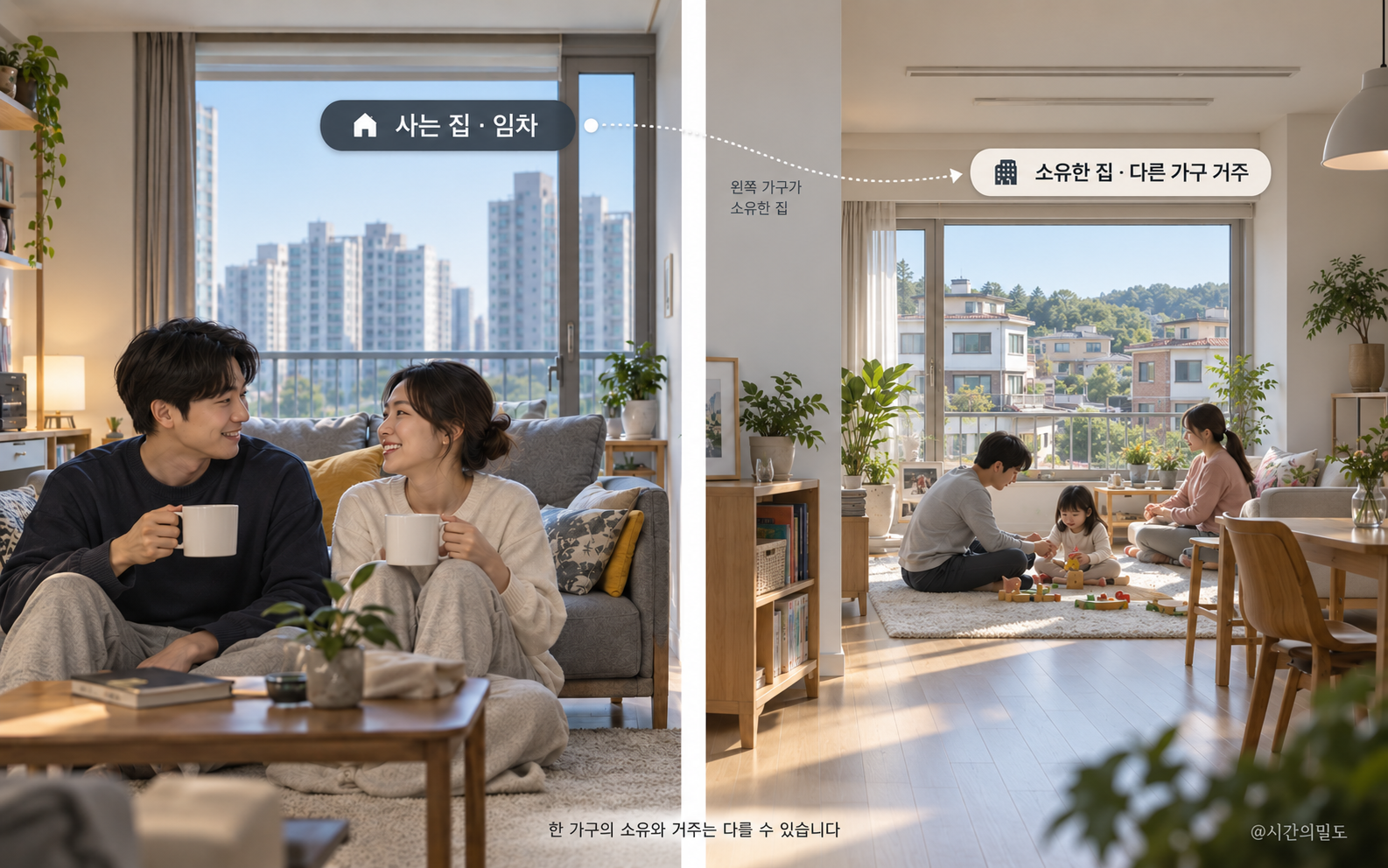 임차해 사는 집과 다른 가구가 거주하는 소유 주택을 분리한 가상 사례