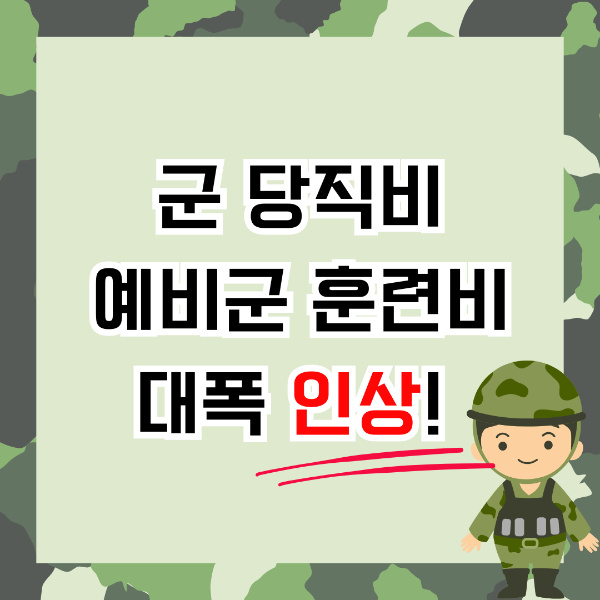 군 당직비 예비군 훈련비 인상