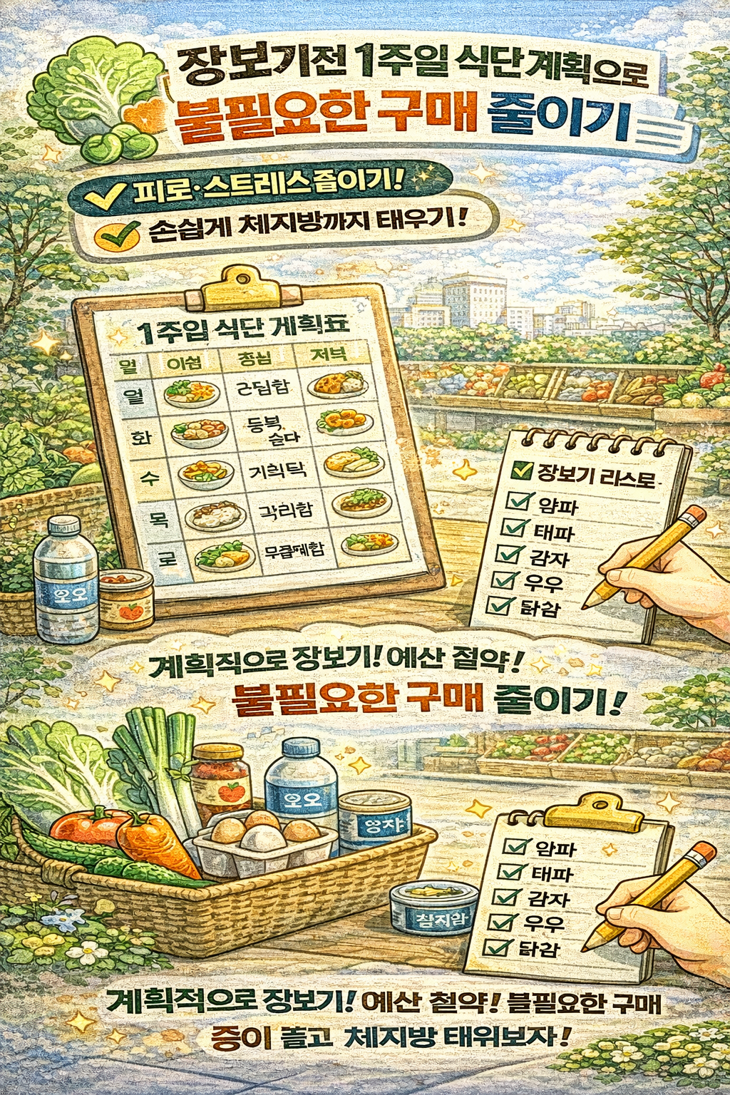 장보기 전 1주일 식단 계획으로 불필요한 구매 줄이기