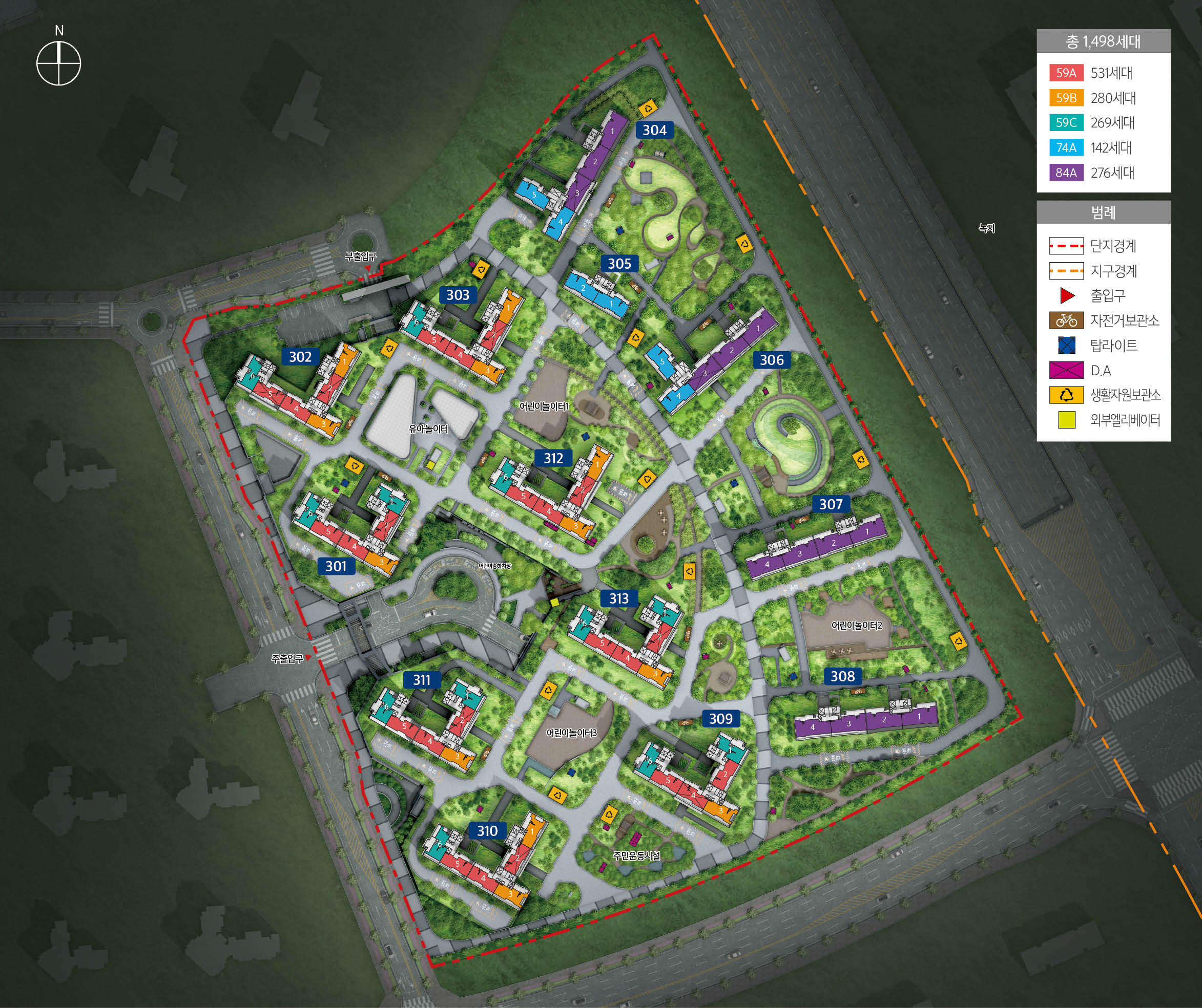 파주 운정3 A16 안단테 - 단지배치도