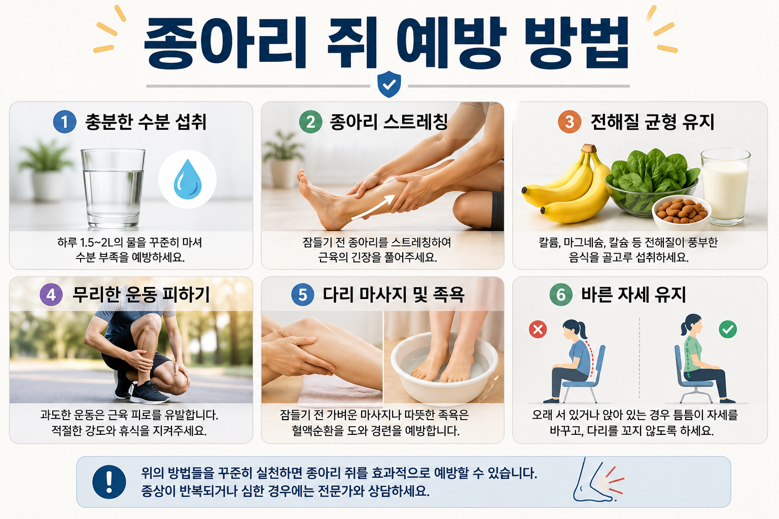 종아리 쥐 예방방법