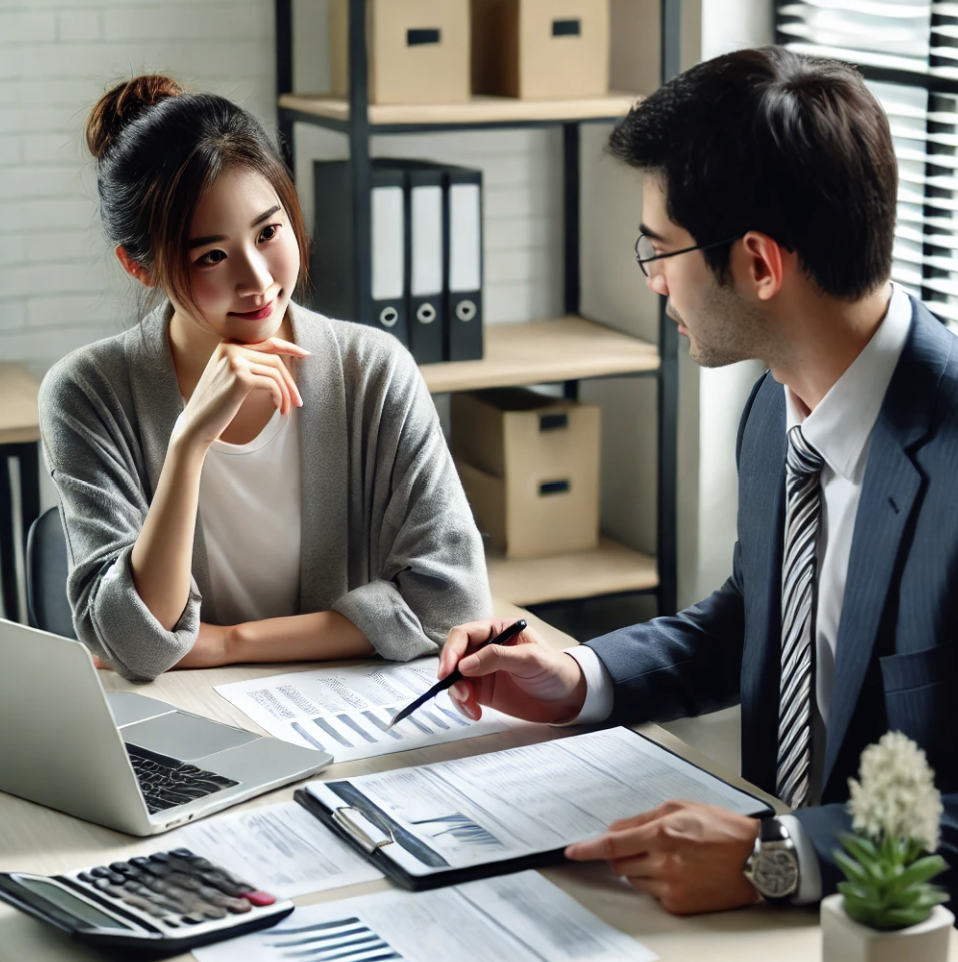 회계사와 함께 재무제표와 절세전략을 논의하는 장면