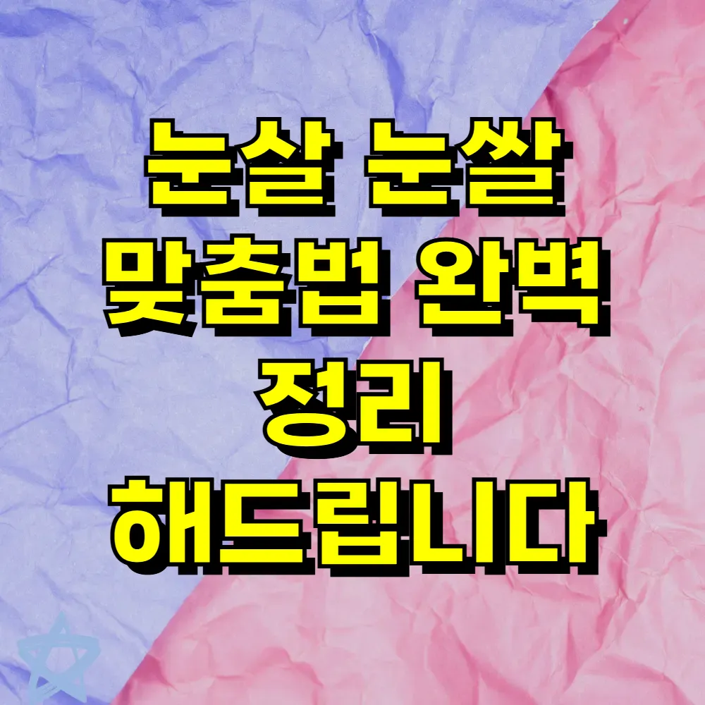 눈살 눈쌀 맞춤법 완벽 정리 해드립니다