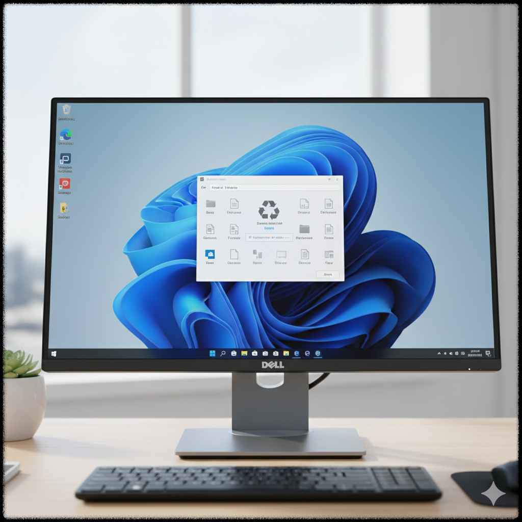 윈도우 휴지통에서 삭제된 파일을 복구하는 화면