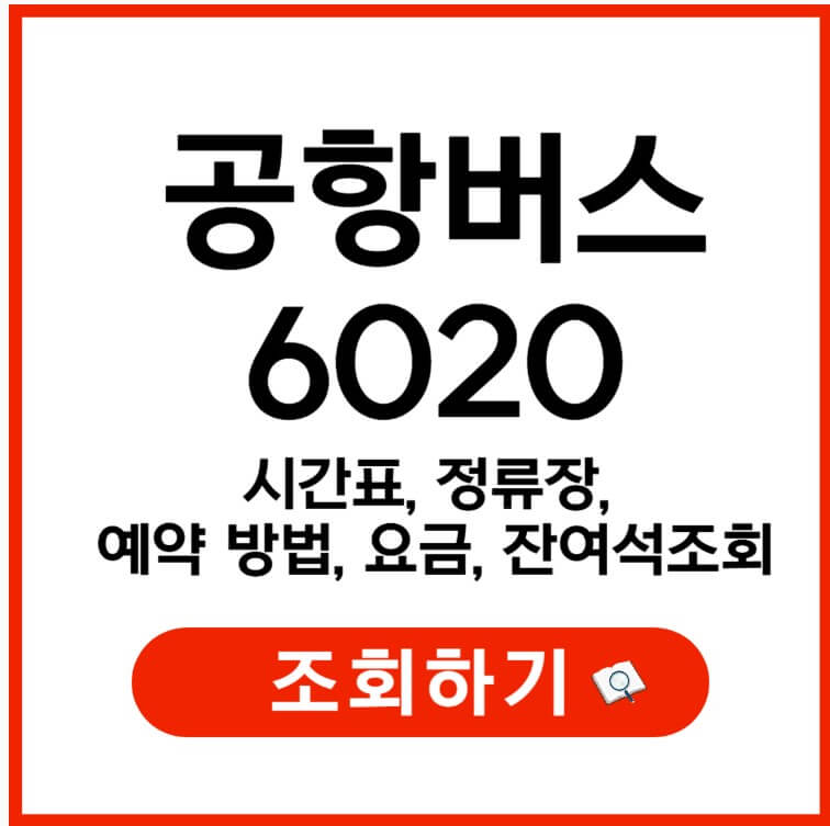 6020 공항버스 (인천공항 리무진) 시간표, 정류장, 예약 방법, 요금, 잔여석 조회