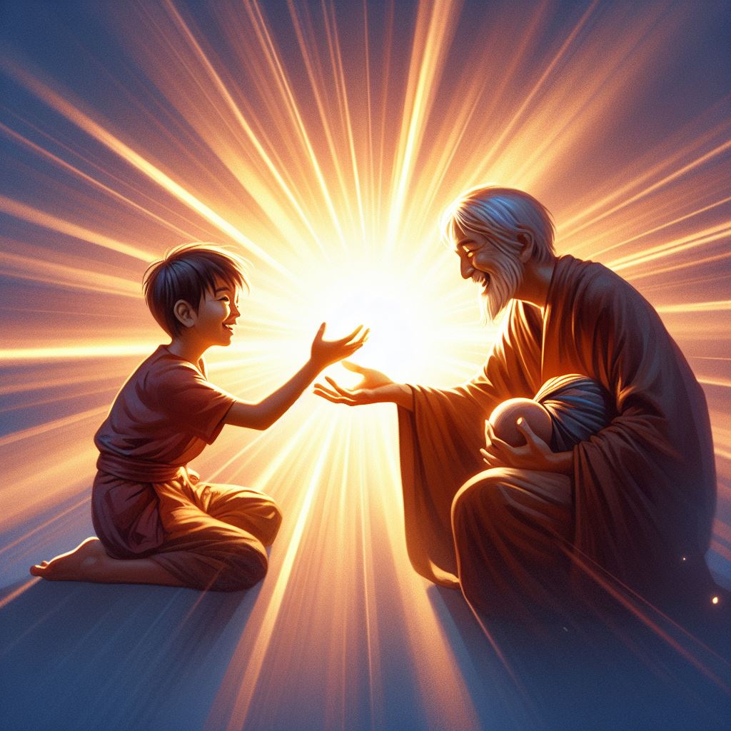 가난한 자를 돕는 행복 by DALL E3 - 가난한 자를 돕는 행복, 주님, Lord 가난한 자를 돕는 행복 - DALL E3 - Witness a moment of pure joy as compassion takes center stage. From a simple gesture of generosity emerges a connection that transcends the immediate, radiating joy and warmth.