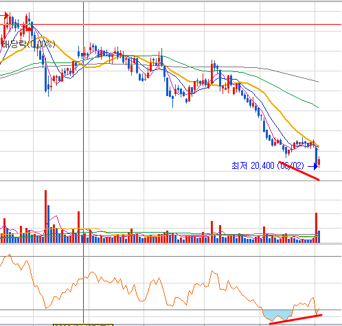 RSI 다이버전스 포착 예시
