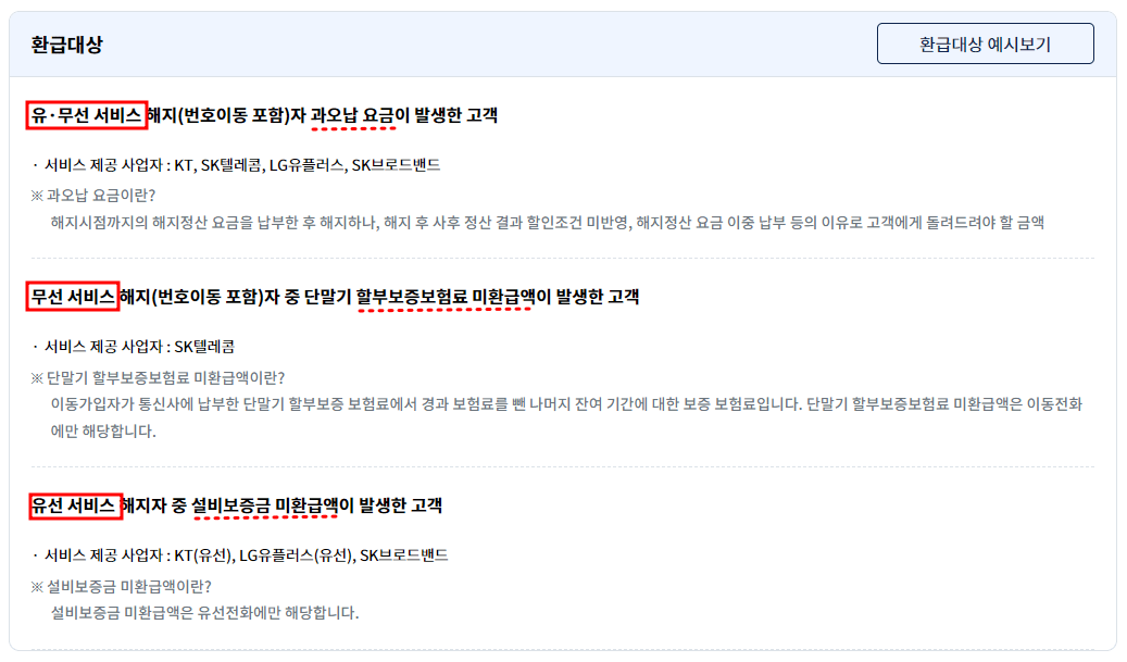 스마트초이스 통신비 미환급금 환급대상