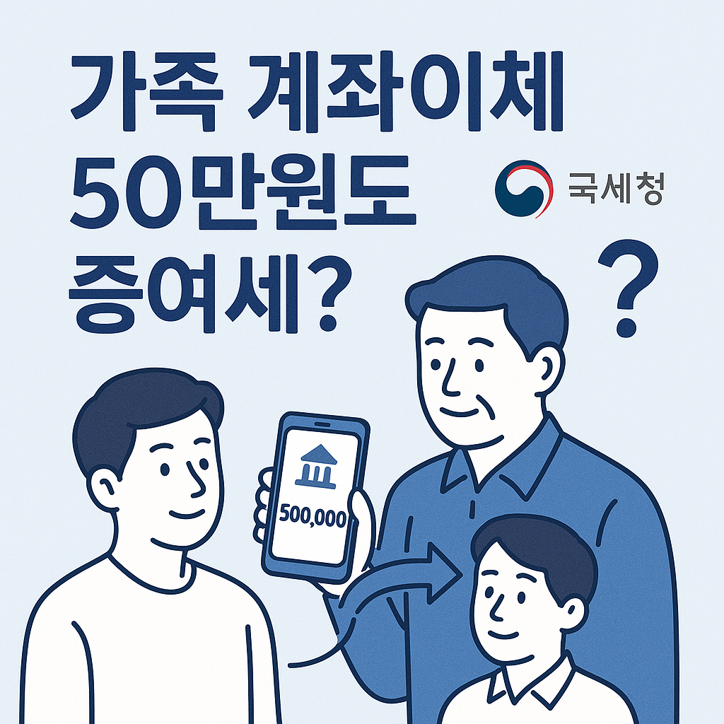 가족 간 계좌이체 50만원도 증여세? 국세청 공식 기준 총정리 [2025년 최신판]