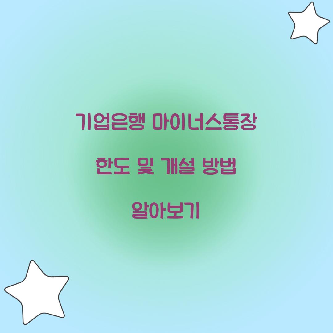 기업은행 마이너스통장