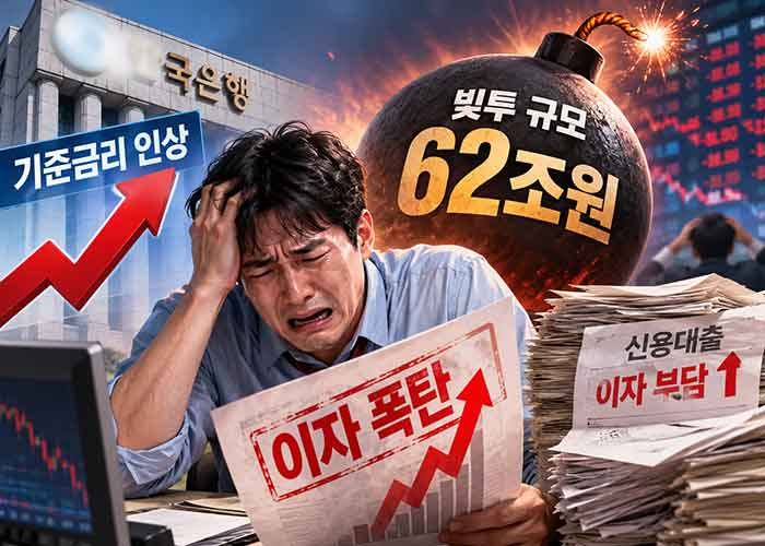 이자 폭탄에 슬퍼어 하는 사람을 표현