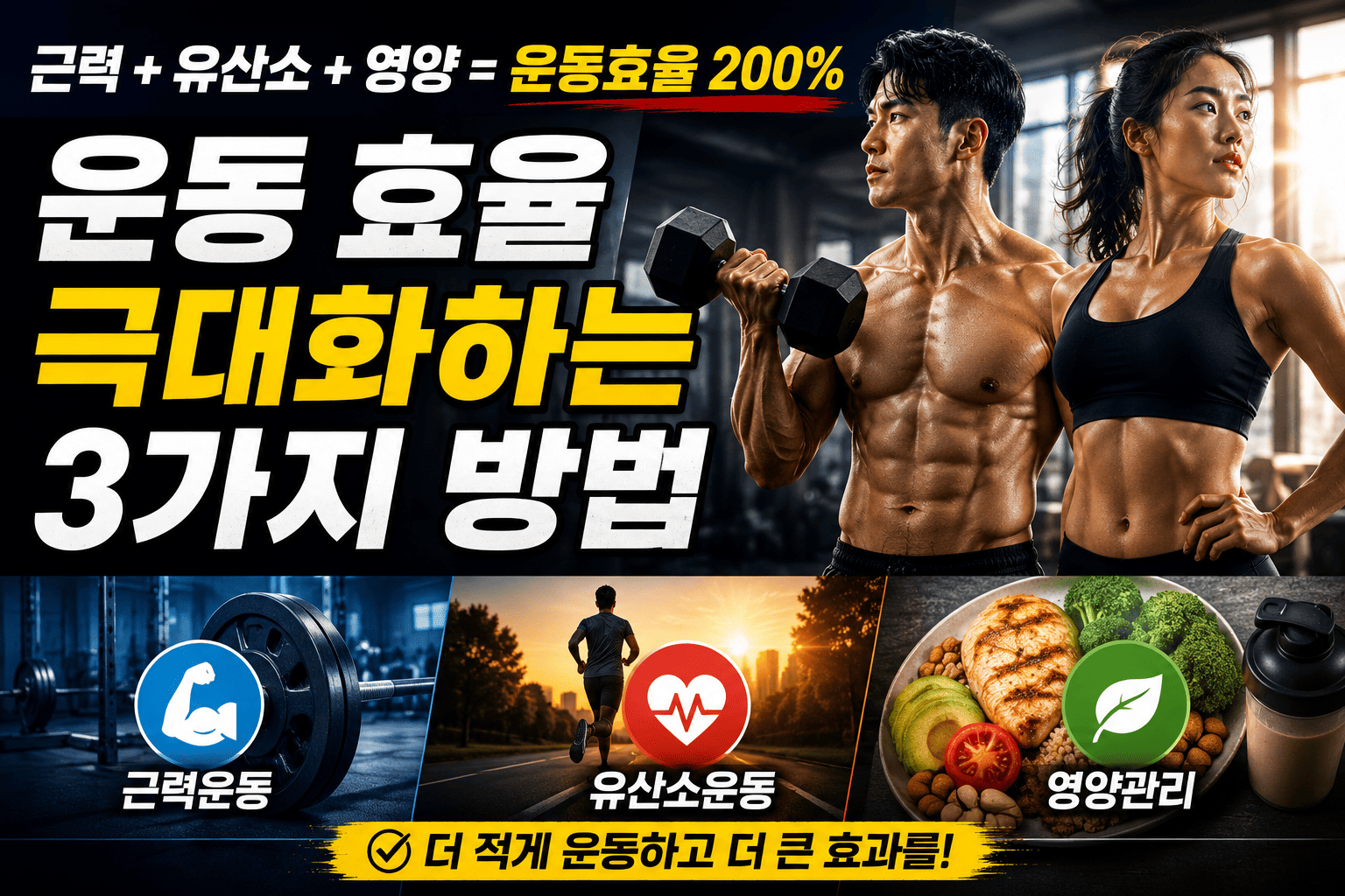 운동효율 높이는 방법 (근력운동, 유산소, 영양)