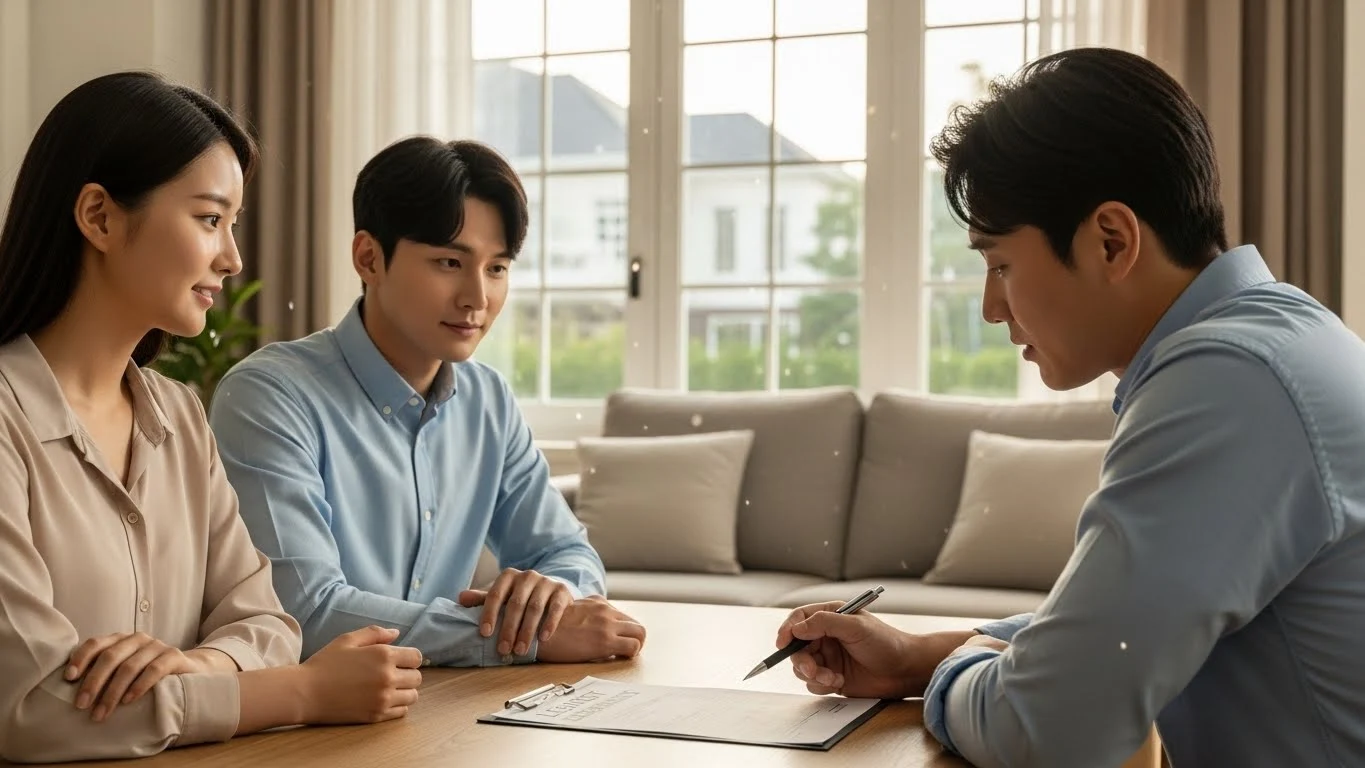 전세계약서를 꼼꼼히 확인하는 이미지