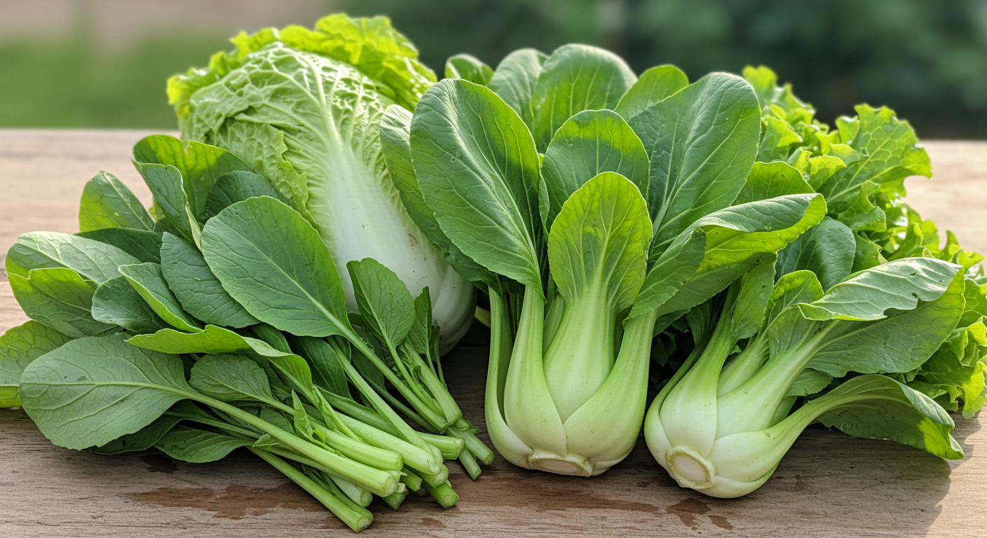 녹색 잎채소들이 모여있다.